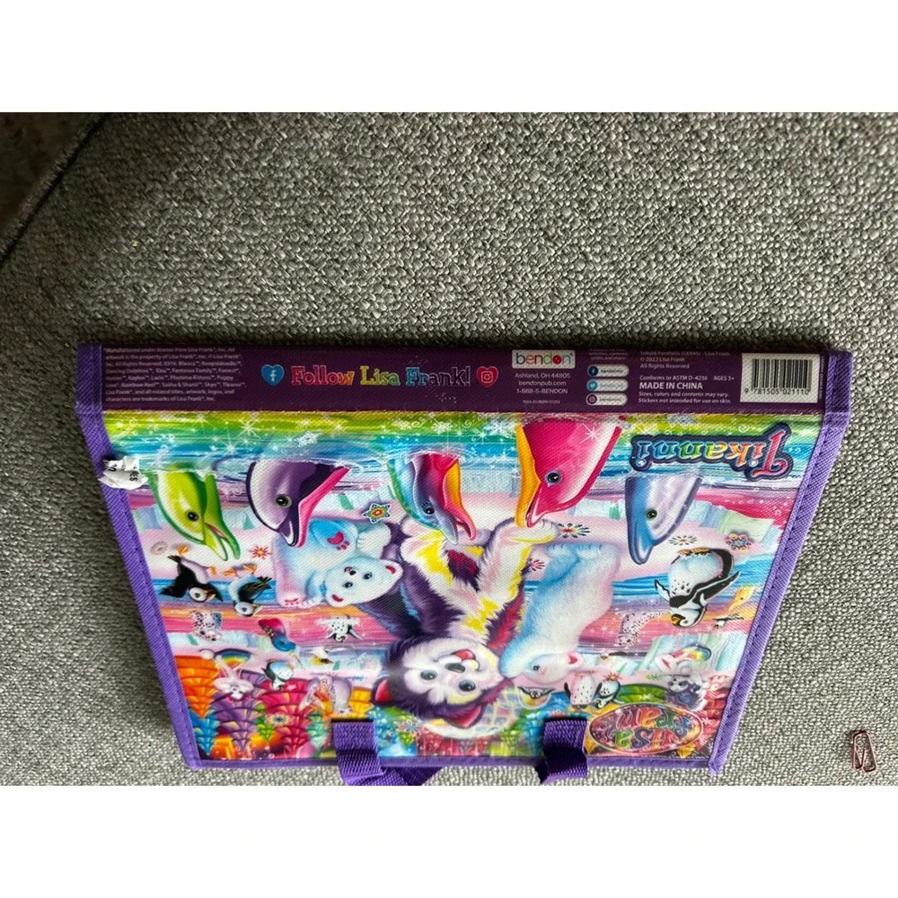 Lisa Frank Tikanni Trifold Portfolio Organizer Rainbow Husky Arctic 2022 Bendon